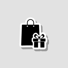 Wall Mural - Shopping bag and gift sticker icon