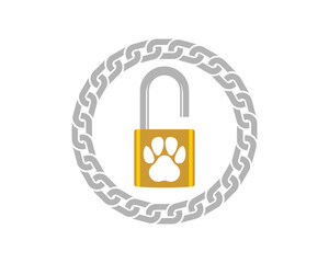 Poster - Padlock with pet paws inside