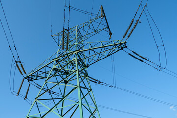 Power transmission tower and blue sky