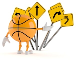 Canvas Print - Basketball character confused with road signs