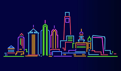 Wall Mural - Philadelphia neon skyline