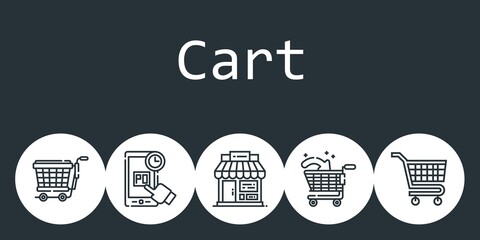 Wall Mural - cart background concept with cart icons. Icons related online shopping, shop, carts, shopping cart, trolley