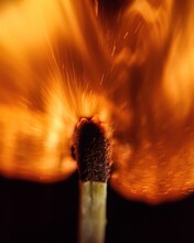 Close Up Of A Burning Match