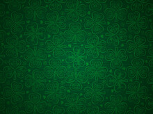 Green Patrick's Day Greeting Background With Green Clovers. Patrick's Day Holiday Design. Horizontal Background, Headers, Posters, Cards, Website. Vector Illustration