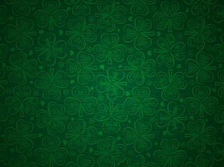 Wall Mural - green patrick's day greeting background with green clovers. patrick's day holiday design. horizontal