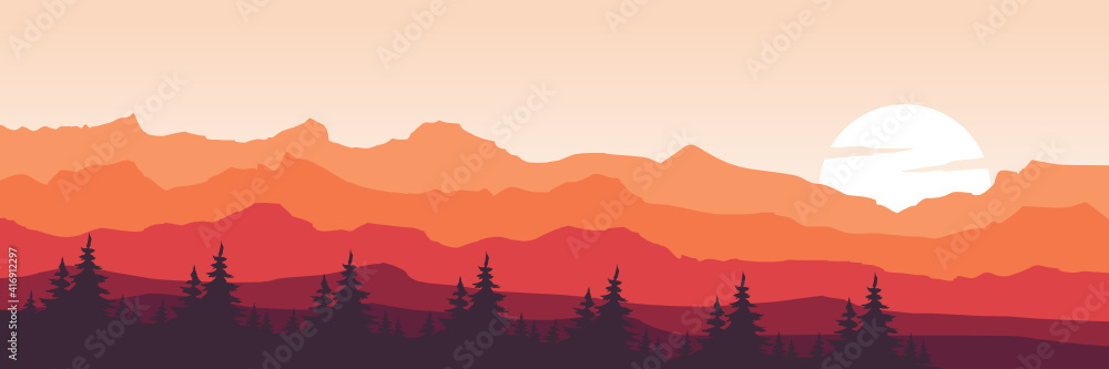 Fotografia sunset over the mountains, web banner, desktop background,