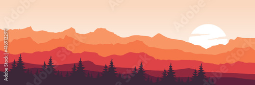 Canvas Print sunset over the mountains, web banner, desktop background,