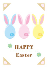 Happy Easter Rabbit Ear Eggs Greeting Card
