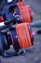 Black Reels For Fishing Big Fish With Red Thread And Friction