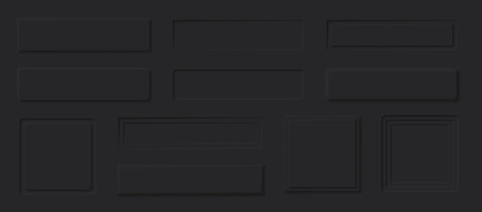 Wall Mural - Neumorphism style elements vector set. Modern website or mobile app design. Minimal style neumorphism buttons or icons. Neumorphic UI UX black design collection.