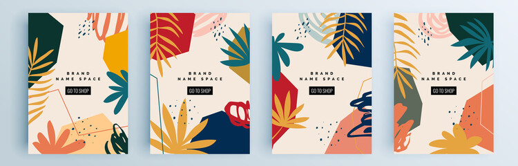 Modern abstract covers set, minimal covers design. Colorful geometric background, vector illustration.