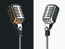 Live On Stage Open Microphone Drawing, Transparent Background Clipart Illustration
