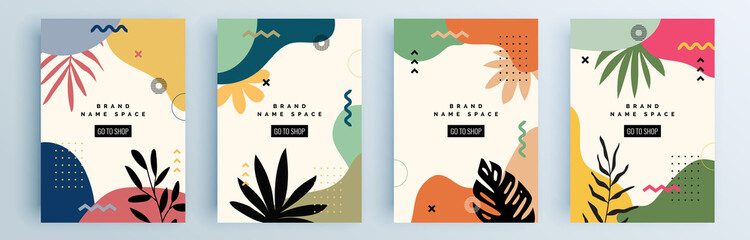 Modern abstract covers set, minimal covers design. Colorful geometric background, vector illustration.