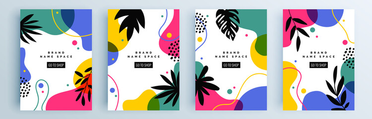 Modern abstract covers set, minimal covers design. Colorful geometric background, vector illustration.