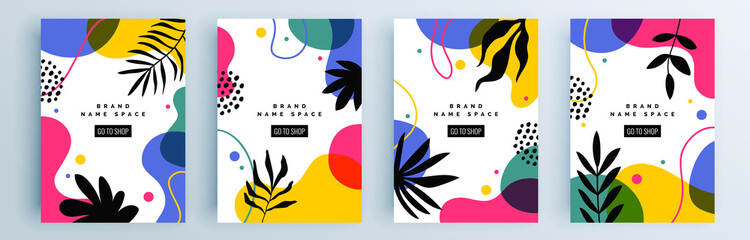 Modern abstract covers set, minimal covers design. Colorful geometric background, vector illustration.