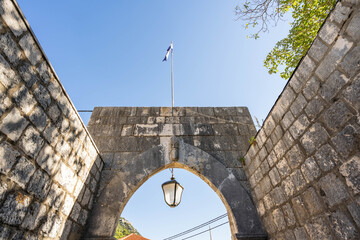 Wall Mural - Stone gate entrance into Ston city in Ragusa in Croatia summer