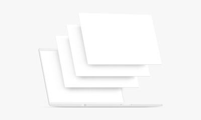 Wall Mural - clay laptop computer mockup with blank wireframing pages. concept for showcasing web-design projects