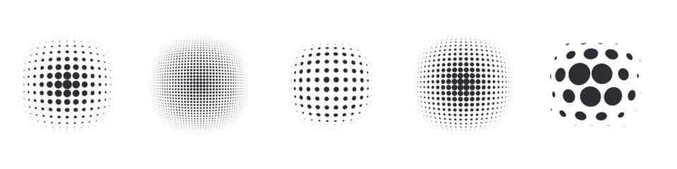 bulbous dot set black halftone vector background