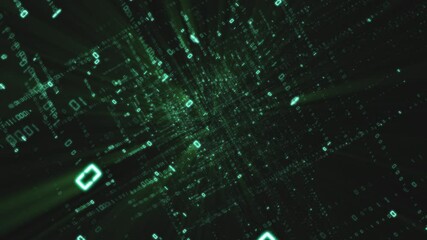 Abstract binary background, number streams, matrix effect.

