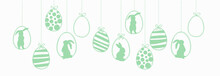 Happy Easter Garland Witk Easter Eggs And Rabbits. Ilustration Vector