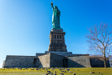 Poster - Statue of Liberty, colossal neoclassical sculpture and also known as Liberty Enlightening the World in Liberty State Park, Jersey City.