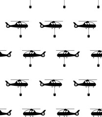 Wall Mural - Fire Fighting Helicopter Icon Seamless Pattern, Fire Service Helicopter Icon