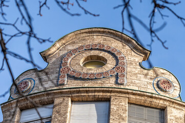 Detail of a historic building in Chur, Switzerland