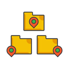 file folder with location icon. file folder illustration. Flat vector icon. can use for, icon design element,ui, web, mobile app.