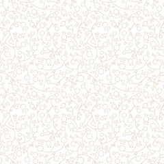 Wall Mural - Beige leaf seamless texture floral pattern. Vector Brown leaves and sprouts. Illustrated background. Print for textile fabrics or web. white