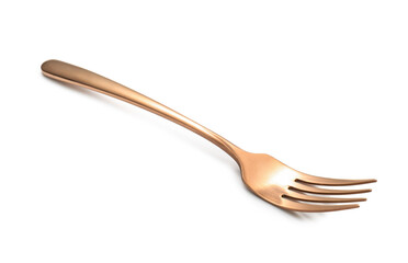 Stylish fork on white background