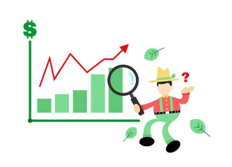 Wall Mural - farmer man agriculture and finance analysis money cartoon doodle flat design style vector illustration