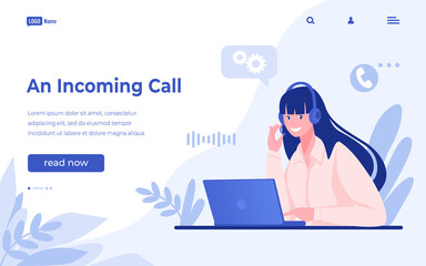 Aufkleber - Customer support landing page. Call center and hotline concept. Ask questions to corporate assistance. Website interface colorful design. Modern web mockup with copy space. Vector feedback for clients