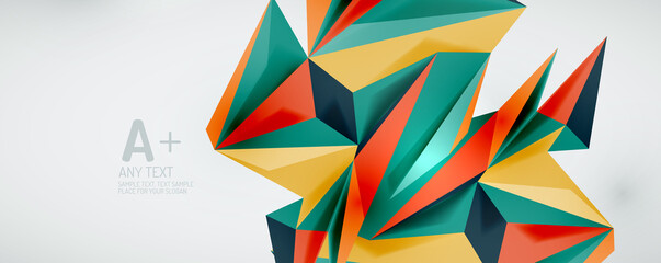 Vector triangle geometric backgrounds. Low poly 3d shape on light backdrop. Vector illustration for covers, banners, flyers and posters and other designs