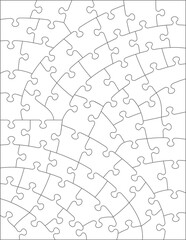 Jigsaw puzzle blank template or cutting guidelines of irregular hand-cut style transparent pieces. Pieces are easy to separate for vector mode (every piece is a single shape).
