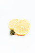 Cannabis flower and Lemon. Limonene terpene concept.