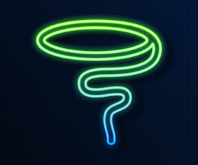 Sticker - Glowing neon line Lasso icon isolated on blue background. Vector.