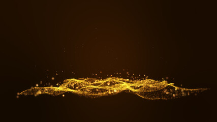 Wall Mural - Dark gold yellow brown and glow dust particle abstract background. 3D rendering