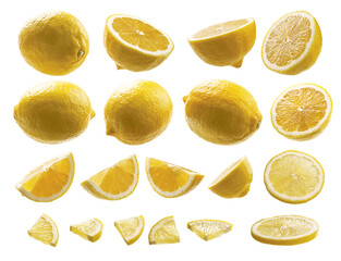 A set of lemons. Isolated on a white background