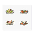 © Antstudio - Korean food color icons. Set of traditional korean dishes .Eastern meal, meat, vegetables and sauces. Asian food and korean cuisine concept. Isolated vector illustrations