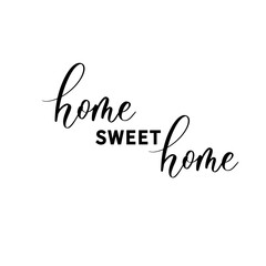 Wall Mural - Home sweet home - hand drawn calligraphy inscription.
