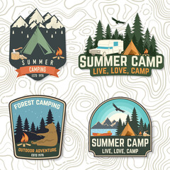 Wall Mural - set of summer camp patches. vector concept for shirt or logo, print, stamp, patch or tee. vintage ty