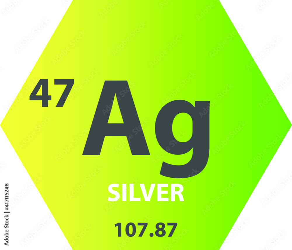 Ag Symbol Math Ag Silver Transition metal Chemical Element vector illustration diagram ...