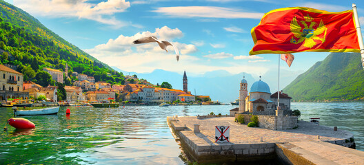 Wall Mural - View of the church and Perast