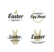 © Mariya - Easter Egg hunt set of logo design concepts with egg sign and bunny silhouette isolated on white background. - Vector