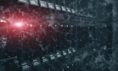 Wall Mural - 3d abstract technology and engineering server equipment background.