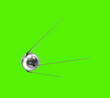 Leinwandbild Motiv Space Race, Sputnik (Space Object) isolated on Green Background.