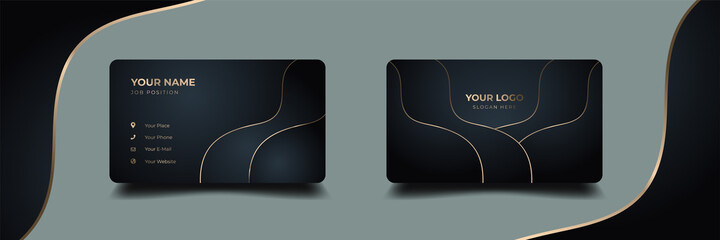 Wall Mural - luxury business card with floral wavy shape template design. inspiration from the dark abstract back
