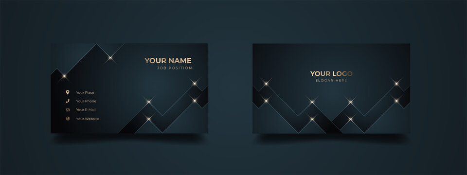 Modern luxury business card template movement graphic design. Inspiration from the abstract background. Contact card for company. Two sided gold with geometric design vector illustration template.