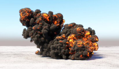 Wall Mural - massive explosion with smoke in an empty area