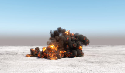 Wall Mural - huge explosion with smoke in an empty area